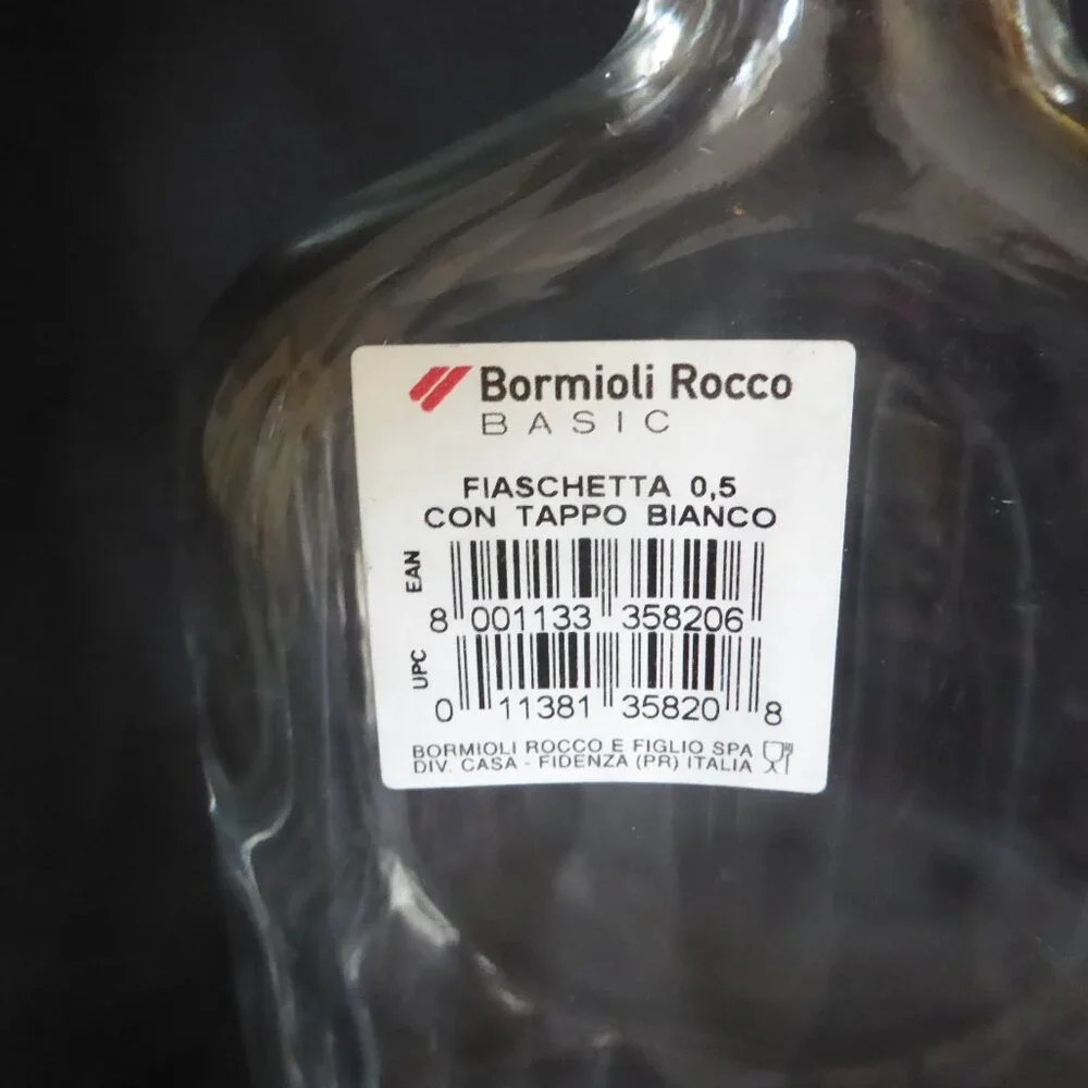 NEW 12.5” - 9.5” CRATE BARREL ITALY CLEAR GLASS AIR TIGHT LOCKING TOP 3 BOTTLES